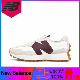 ของแท้ 100% New Balance NB 327 รองเท้าวิ่งสวมสบายดูดซับแรงกระแทกสีขาวสีเทาสีแดง