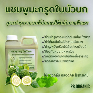 แชมพูมะกรูดใบบัวบก สูตรบำรุงรักษารากผมที่อ่อนแอให้กลับมาแข็งแรง ขนาด1,000ml.