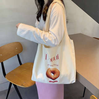 (พร้อมส่ง🌷) INS bread canvas bag กระเป๋าผ้า กระเป๋าแคนวาส กระเป๋าสะพายข้าง