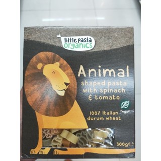 Little Pasta Organics Animal Shaped Pasta พาสต้า แป้งข้าวสาลี ผสมผักโขม และ มะเขือเทศ 300กรัม