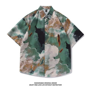 MOGU FASHION【✨มาใหม่✨】 ฤดูร้อนเวอร์ชั่นเกาหลี INS เทรนด์เสื้อเชิ้ตแขนสั้นลายดอกไม้ชายและหญิงฮาวาย