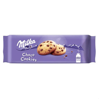 milka choco cookies บิสกิตข้าวสาลีหน้าเม็ดช็อกโกแลตนมอัลไพน์ (35%)  น้ำหนัก 168 กรัม 1 แพ็ค มี 12 ชิ้น bbf 20/02/24