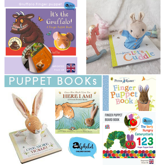 [หนังสือเด็ก] puppet book Gruffalo Peter rabbit Caterpillar Guess how much I love you, Peppa ใหม่