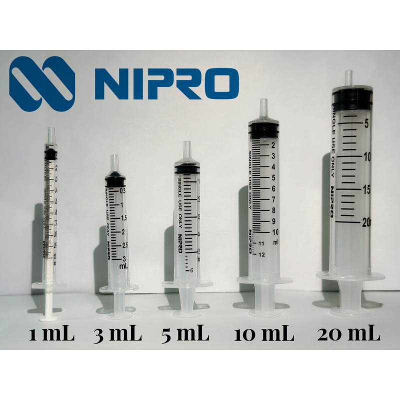 ไซริงค์ NIPRO ของแท้100% (1แพ็คมี5ชิ้น)กระบอกฉีดยาไม่มีเข็ม ขนาด 1,3,5,10,20 mL
