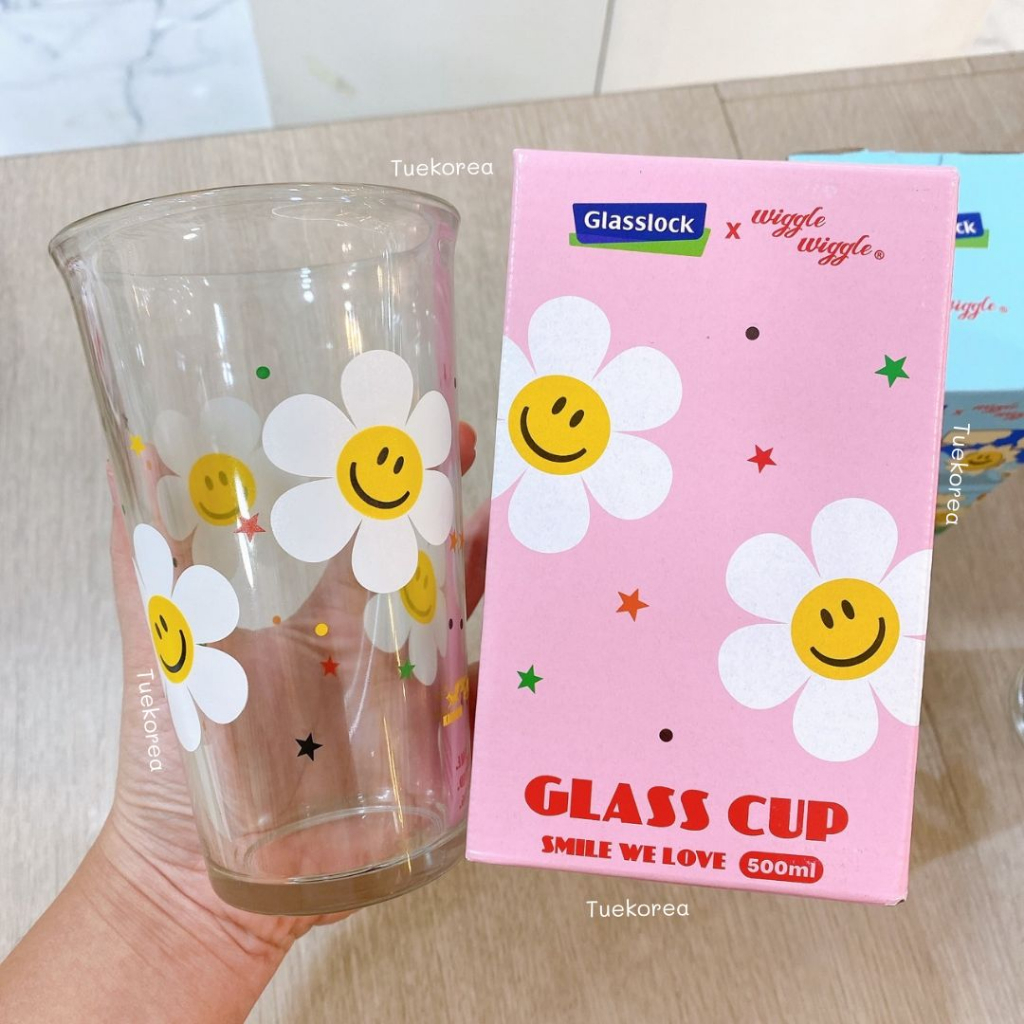 พร้อมส่งแท้💯ไม่ต้องรอพรี🌼 Wiggle Wiggle x Glasslock Glass Cup 500ml แก้วน้ำ