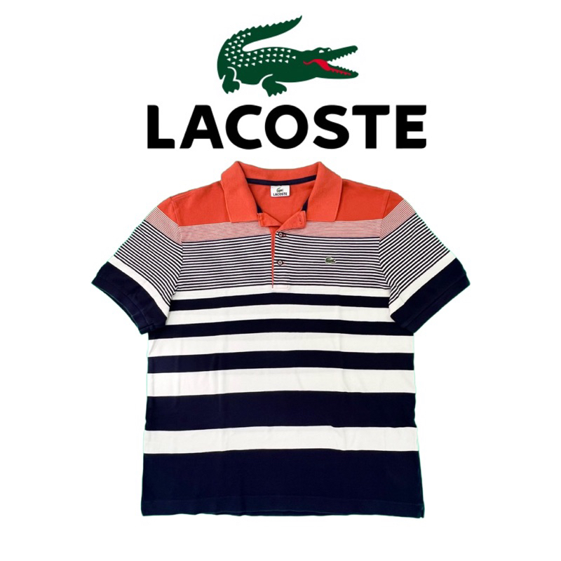 เสื้อโปโล Lacoste คอปก มือสอง ของแท้ สภาพใหม่มากไซส์ XL (6) plus size มือ 2   3 ตัวลดเพิ่ม 10% พร้อมแถมเสื้อยืด 1 ตัว