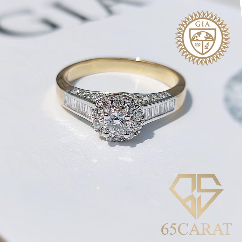 65Carat - แหวนเพชรแท้ น้ำ 100 พร้อมใบเซอร์ GIA  เพชร 0.66 กะรัต
