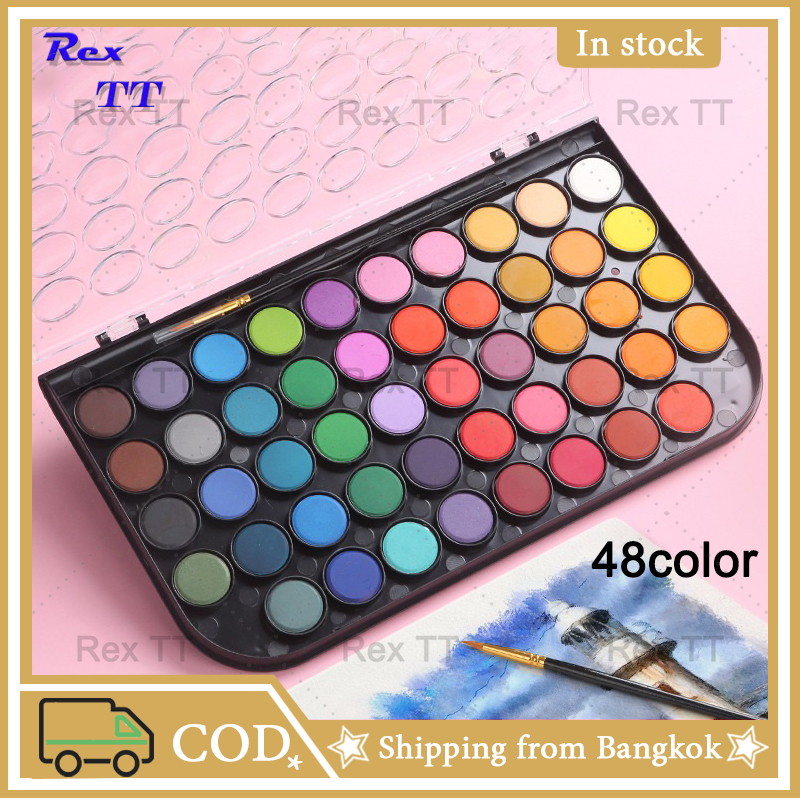 Giorgione 48 color solid watercolor gouache paint set wholesale children's beginner powder powder plastic box paints