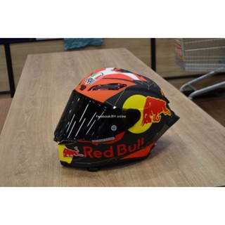 หมวกกันน็อคลายกระทิงแดง Red Bull สีแดง ทรงสปอร์ตสีส้มเต็มใบนักแข่ง MotoGP