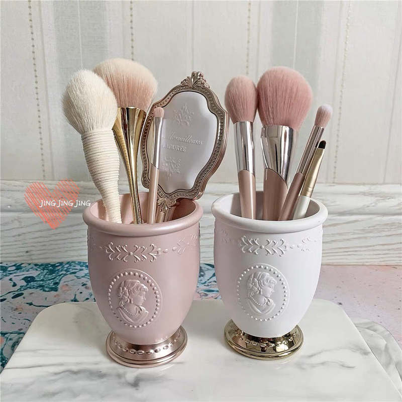 พร้อมส่ง กระจก โหลแก้วใส่แปรง โหลใส่ของเจ้าหญิง ขวดน่ารัก มี 2 สี