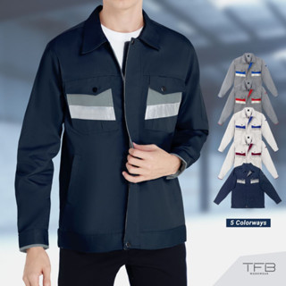 เสื้อช็อป เสื้อช็อปช่าง เสื้อแจ็คเก็ต ติดซิป แขนยาว (สีกรม-เทา) TFB Workwear