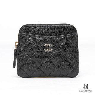 NEW CHANEL ZIPPED COIN WALLET SHORT BLACK CAVIAR GHW