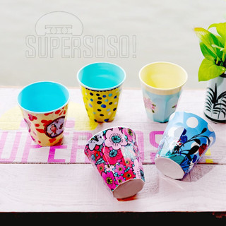 SuperSOSO! เเก้วน้ำขนาดกลาง ถ้วยกาแฟ สั้น Flower-ish Tumbler M ขนาด M 300มล แก้วเมลามีน แก้วน้ําชา ถ้วยเมลามีน ถ้วยกาแฟ