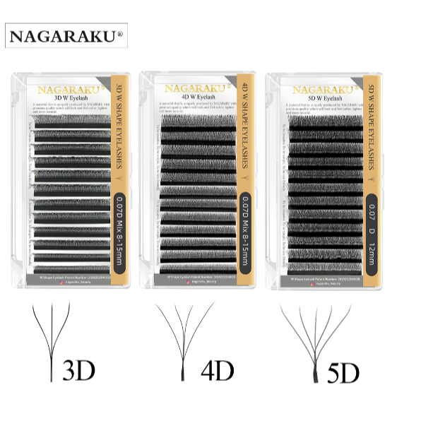 *ของแท้100%*พร้อมส่งในไทย ขนตาW ขนตา3D ขนตา4D ขนตา5D ยี่ห้อNagaraku นาการากุ ขนตาปลอมแบบช่อ มีเคิฟC,D 8-15mm ให้เลือก