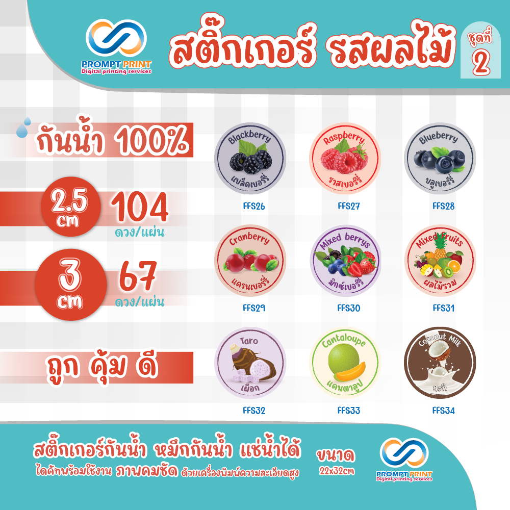 สติ๊กเกอร์ผลไม้ รสผลไม้ต่างๆ ชุดที่2