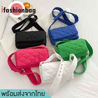 ifashionbag(IF1847) กระเป๋าสะพายไหล่สีสดใส ผ้าฝ้าย น้ําหนักเบา สําหรับผู้หญิง