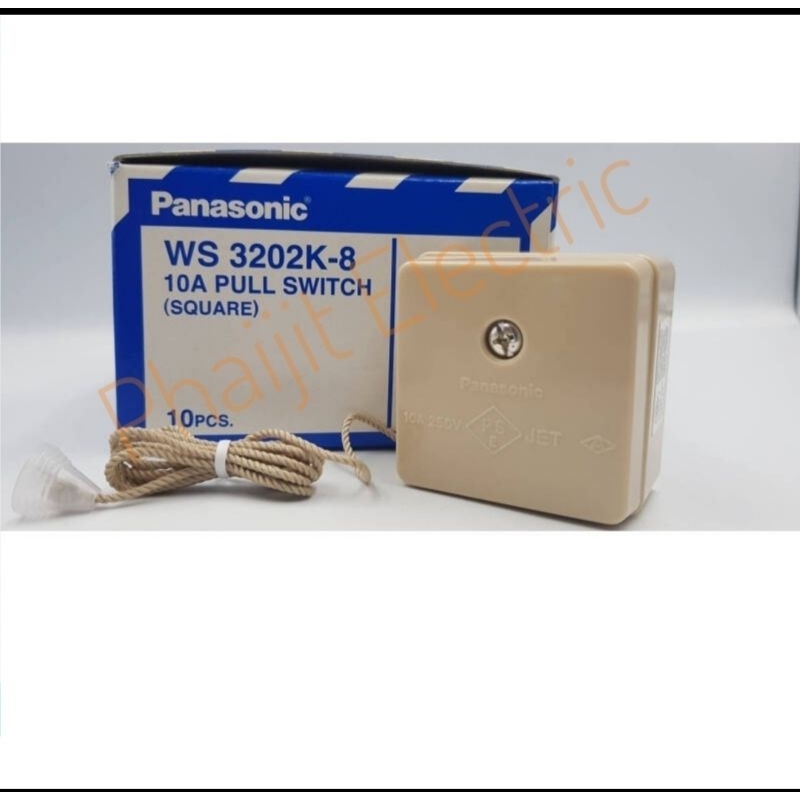 PANASONIC สวิตซ์กระตุก WS 3202K-8 แบบสี่เหลี่ยม  PANASONIC PULL SWITCH "B" SINGLE Pole ขนาดกระแส 10A