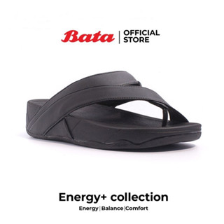 *Best Seller* Bata Energy+ รองเท้าแตะลำลองแฟชั่นผู้หญิง รองเท้าเพื่อสุขภาพ สวมใส่ง่าย สำหรับผู้ชาย สีดำ รหัส 8716843