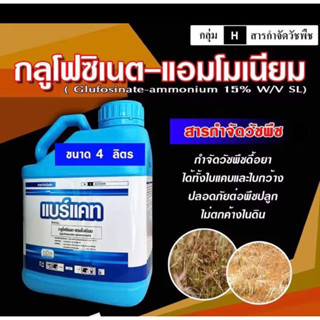 แบร์แคท-กลูโฟซิเนต-แอมโมเนียม (4 ลิตร) สารกำจัดวัชพืช ทั้งใบแคบ ใบกว้าง หญ้าปากควาย วัชพืชตายยาก เผาไหม้-ดูดซึม ไล่ร่อง