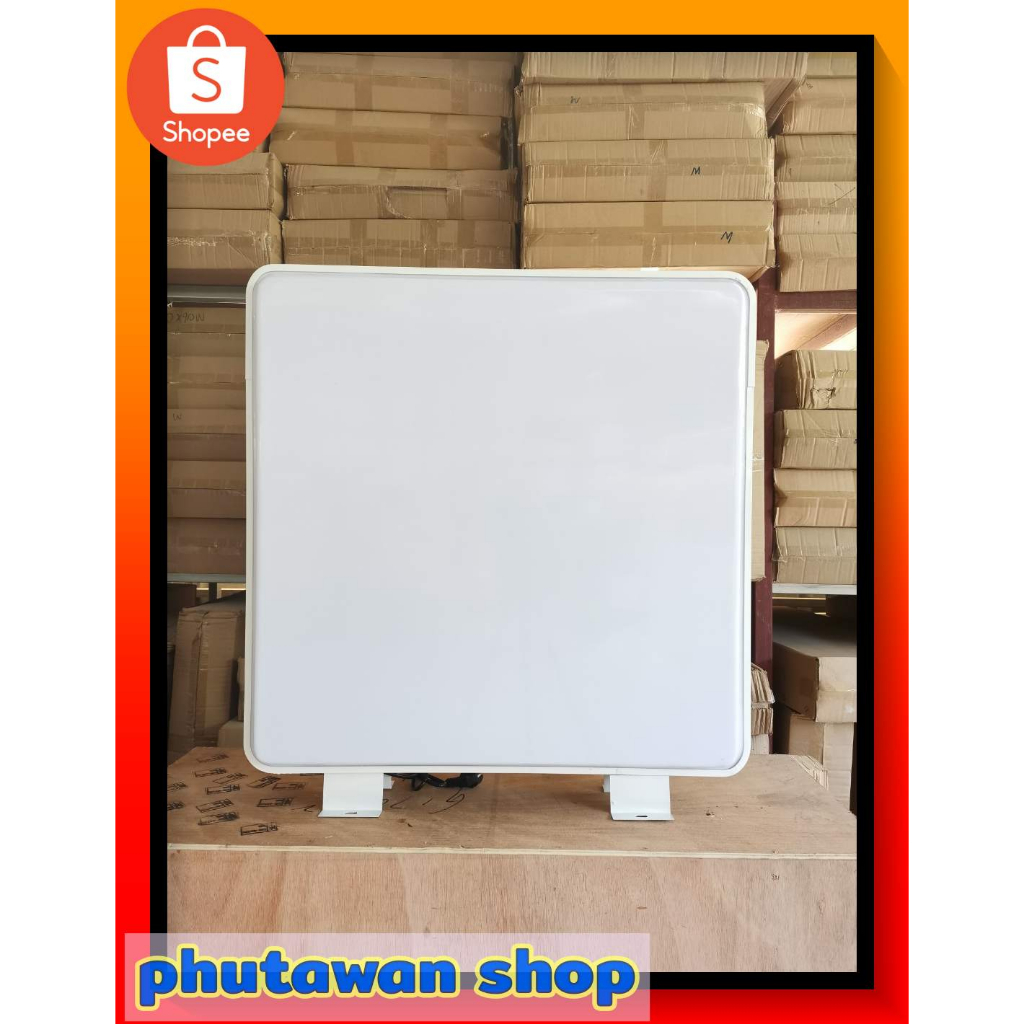 ป้ายไฟร้าน กล่องป้ายไฟเปล่า ป้ายไฟLED ป้ายไฟสี่เหลี่ยมจัตุรัสปั้มนูน 2 หน้า กรอบสีขาว กล่องป้ายไฟสำเร็จรูป กันน้ำกันแดด