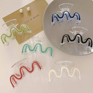 GAU-กิ๊บหนีบผมตัวM แบบใส กรอบสี มาใหม่(พร้อมส่งจากไทย)