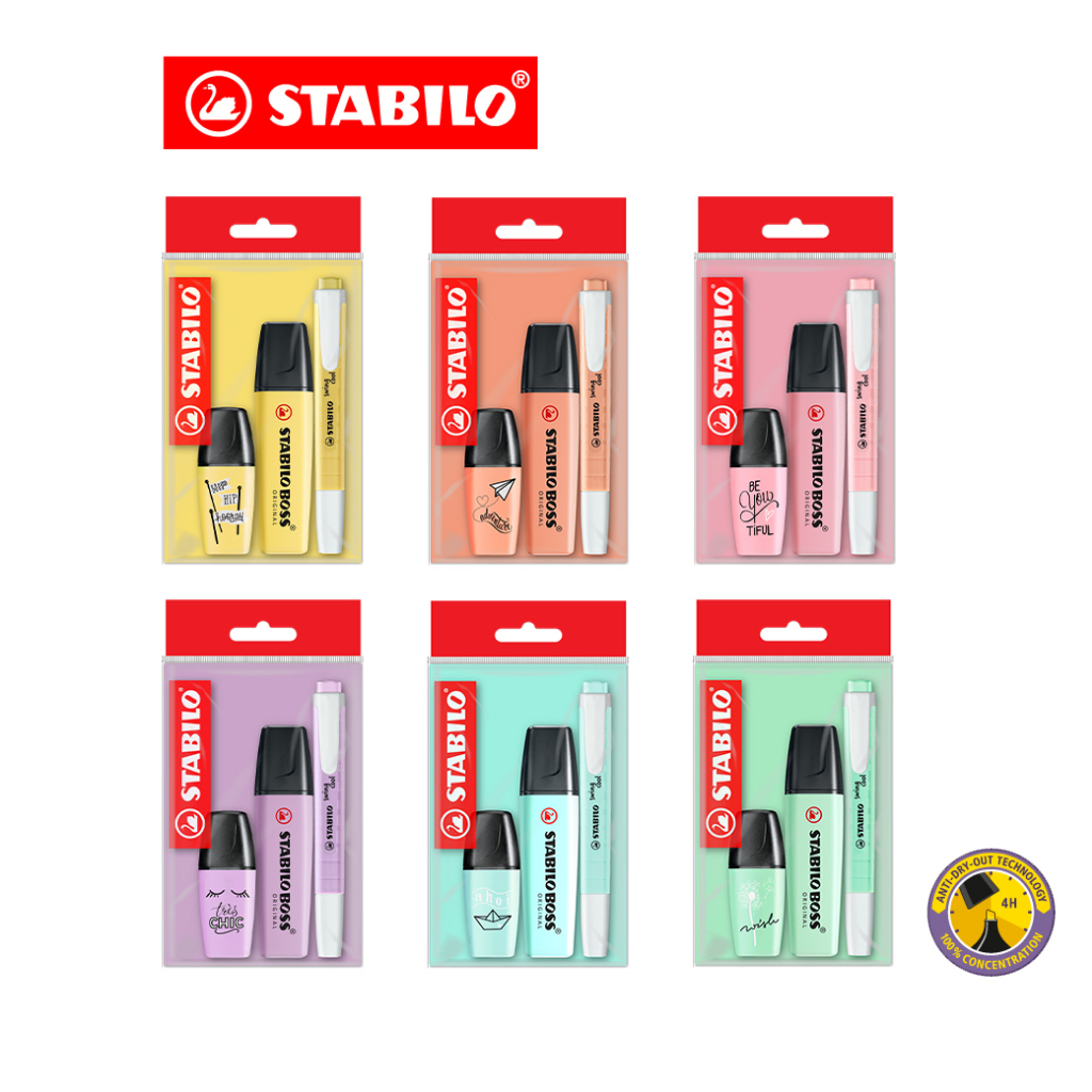 STABILO Set Pastelรุ่น Boss Original Pastel+Boss Mini Pastel+SwingCool Pastel เน้นข้อความ ปากกาไฮไลท