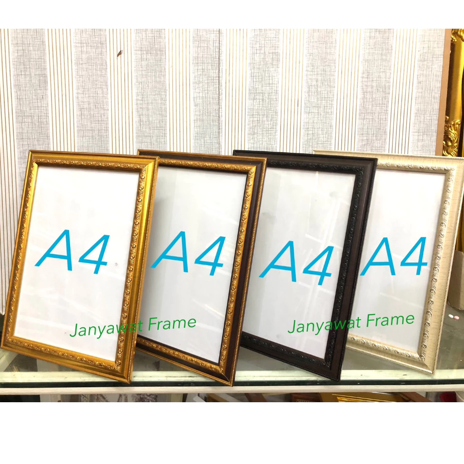 กรอบรูปใส่ใบประกาศ ตกแต่งบ้าน ขนาด A4 (21*29.7 ซม ) , 6x8 นิ้ว, 8x10 นิ้ว, 8x12 นิ้ว,10x12 นิ้ว+กระจก+ขาตั้ง+หูแวนผนัง
