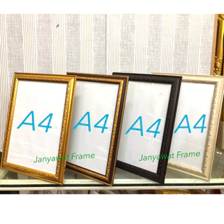กรอบรูปใส่ใบประกาศ ตกแต่งบ้าน ขนาด A4 (21*29.7 ซม ) , 6x8 นิ้ว, 8x10 นิ้ว, 8x12 นิ้ว,10x12 นิ้ว+กระจก+ขาตั้ง+หูแวนผนัง
