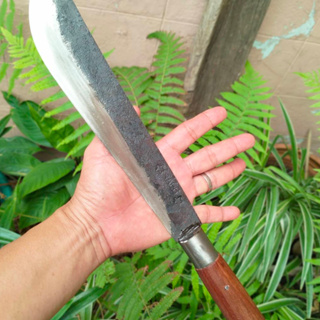 มีดลาบ มีดมาเชเต้ (machete) มีดควาญ มีดเหน็บ อีเหน็บ มีดเดินป่า มีดแคมป์ 10.7” Sup9 ตีร้อนชุบแข็ง ผิวไฟ ด้ามประดู่ คอเลส