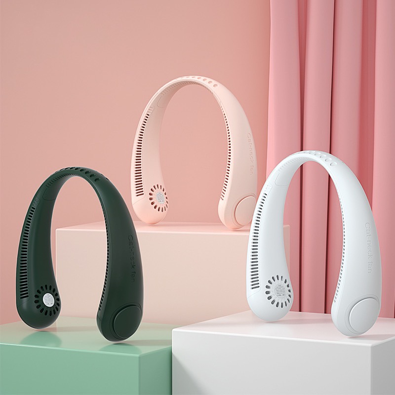 พร้อมส่ง!!! พัดลมห้อยคอ USB ชาร์จใหม่ได้ 360 องศา พัดลมไร้ใบพัดแบบพกพา พับได้ พัดลมกีฬ
