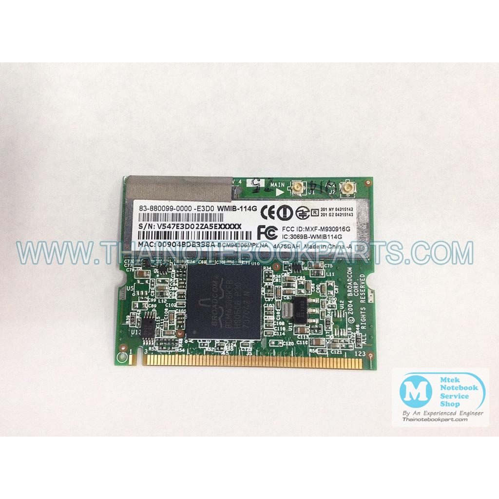 การ์ด Wireless Lan Card Advent 7070 Broadcom 802.11g Mini PCI Card BCM94306MPLNA (มือสอง)