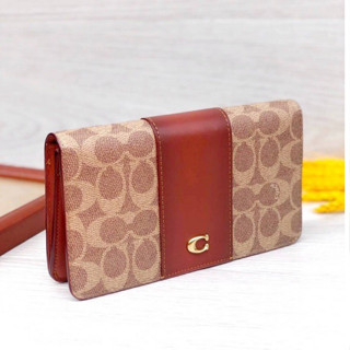 พร้อมส่งในไทย แท้ 💯% Coach Shop Slim Wallet In Signature Canvas ) กระเป๋าสตางค์No. C5862