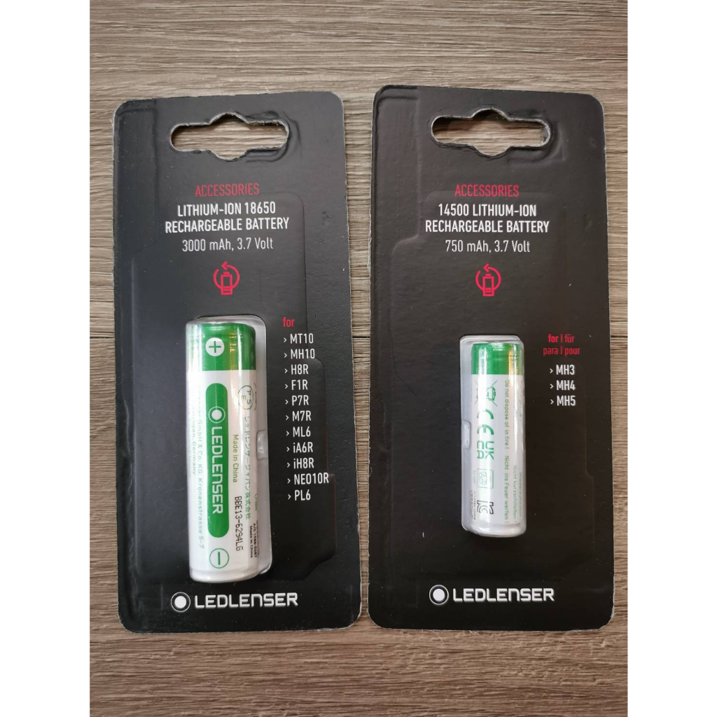 ถ่านไฟฉาย แบตเตอรี่ ชาร์จใหม่ได้ Ledlenser Rechargeable Battery 14500 Li-Ion, 18650 Li-Ion by Jeep Camping