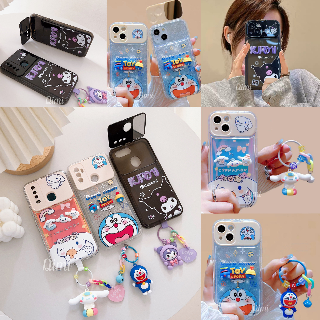 เคสนิ่ม เคสตั้งได้ เคสมีกระจก การ์ตูนนูน for iPhone 6 7 8 6plus 7plus XS XR 11 PRO 12 PRO MAX 13 PRO MAX 14 PRO MAX