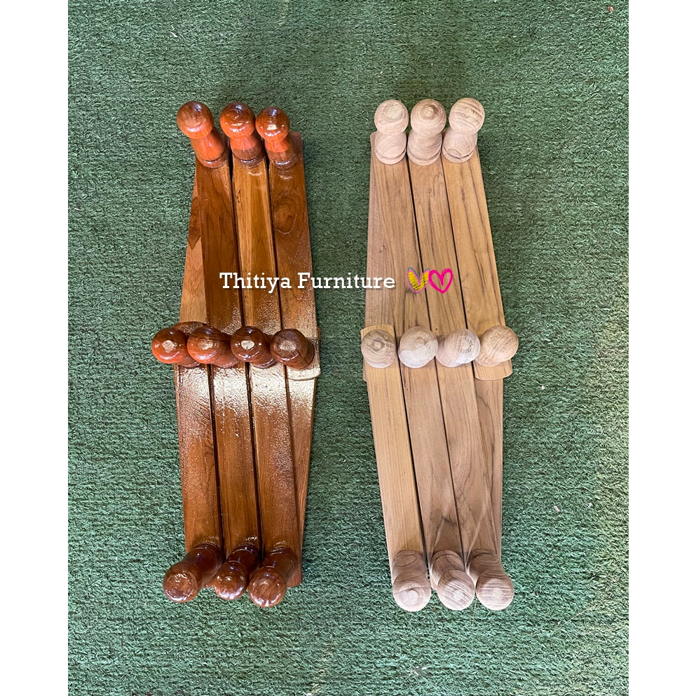 ตะขอแขวนผ้า ไม้สักแท้ พร้อมส่ง ราวแขวนติดผนัง ยืดหดได้ ราวแขวนไม้ ไม้แขวนเสื้อ แขวนหมวก แขวนกระเป๋า ราคา ถูกที่สุด ดีลบีเคเค แกลเลอรีภาพที่ 5