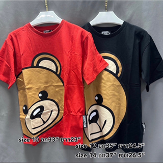 SALE Moschino tee t-shirt bear ดำ แดง หน้าหมี 10 12 14 เสื้อ เสื้อยืด เสื้อมอสชิโน่ แขนสั้น ของแท้ หมี เสื้อแบรนด์เนม