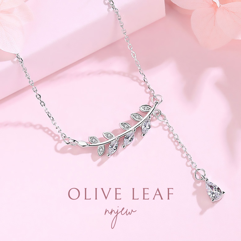 nnjew สร้อยคอ รุ่น Long Olive Leaf Necklace เครื่องประดับ แฟชั่น