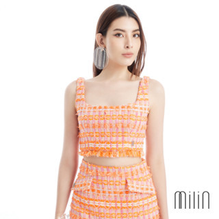 [MILIN] Sunset Lover Top Scoop neckline frayed edge detailing sleeveless tweed crop top เสื้อครอปแขนกุดผ้าทวีดเข้ารูป 41