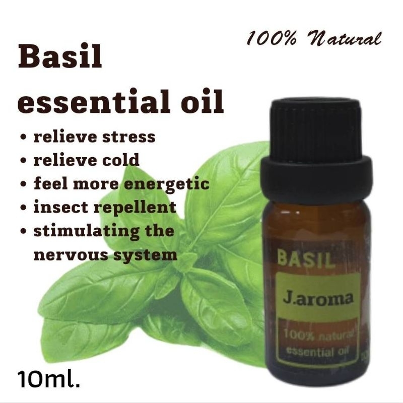 Essential Oils 100 บาท j.aroma น้ำมันหอมระเหยโหระพา สกัดจากธรรมชาติ 100% j.aroma Basil essential oil 100% Natural Home & Living