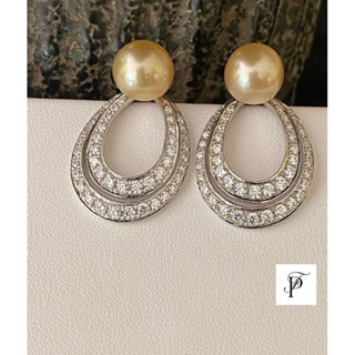 South sea deep gold earring stud 💛💛 มุกสวย เงา รอยน้อย ตัวเรือนเงินแท้ค่ะ