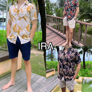 BY IRA เสื้อคอปก แขนสั้น ลายดอกไม้ ผ้าบาง ใส่สบาย🌿