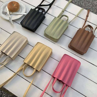 Pleats handle bag กระเป๋าหนังPUอัดพลีท​