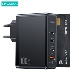 Usams หัวชาร์จเร็ว 3C+1U 100W GaN Pro Quick Charger หัวชาร์จเร็ว 4 พอร์ต รองรับ MacBook Laptop Smartph