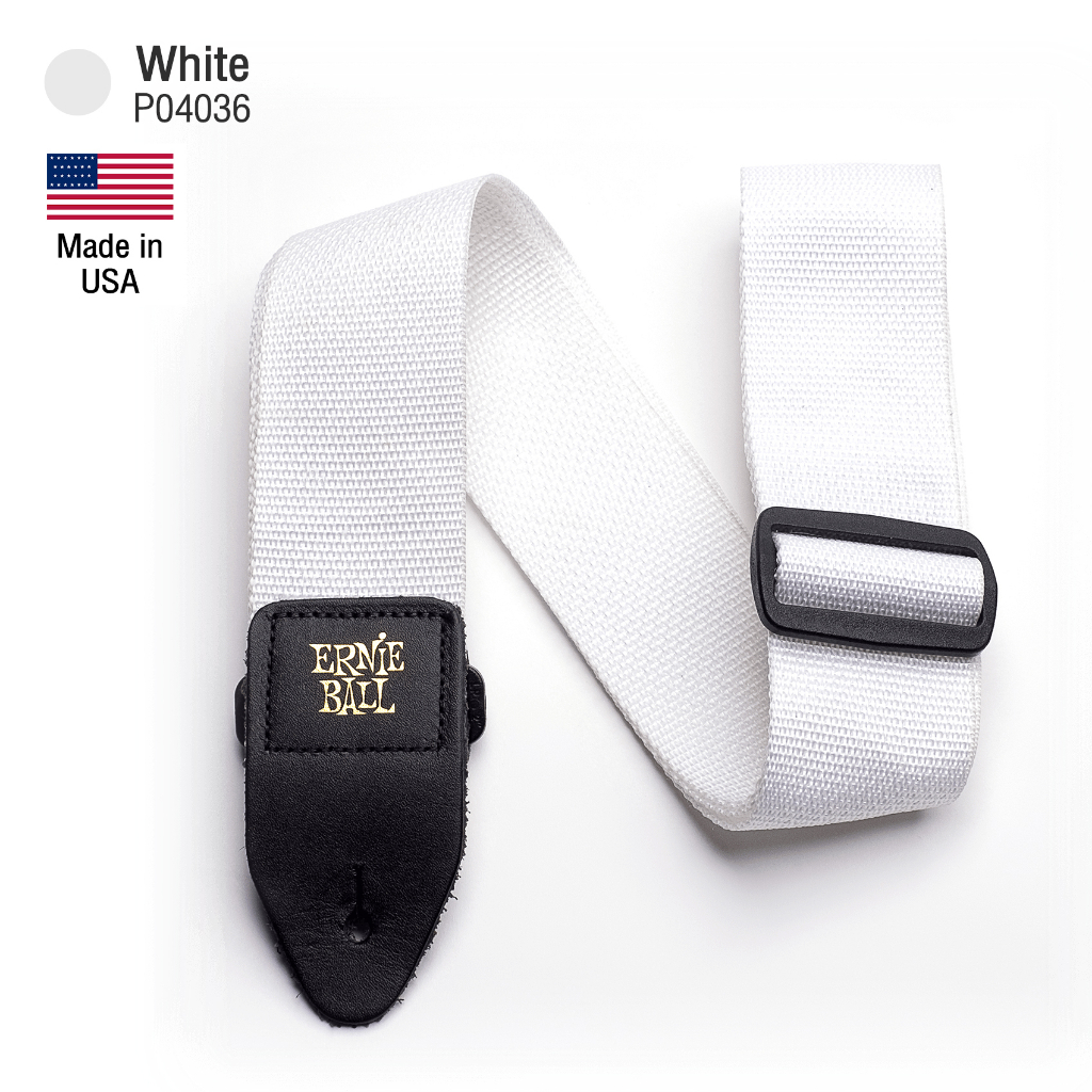 ERNIE BALL® Guitar Strap (P04036) สายสะพายกีตาร์ 3in1 ของแท้ รุ่น Polypro (White) ** Made in USA**..