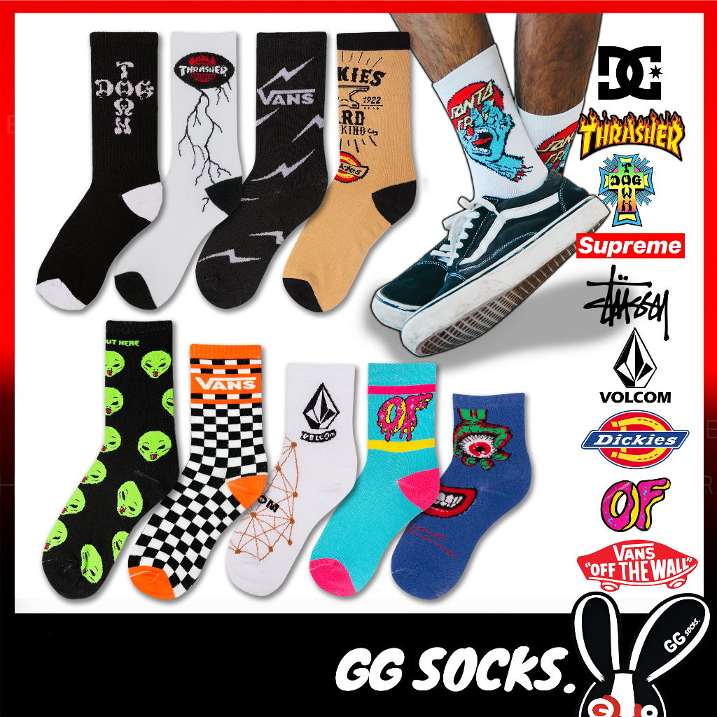 ถุงเท้ายาวสตรีท พระแม่ แรทฟิงค์ แวนส์ เอเลี่ยน ดิ๊กกี้ ไนกี้ แฟชั่นFreeSize VOLCOM VANS DICKIES NIKE ADIDAS MISHKA