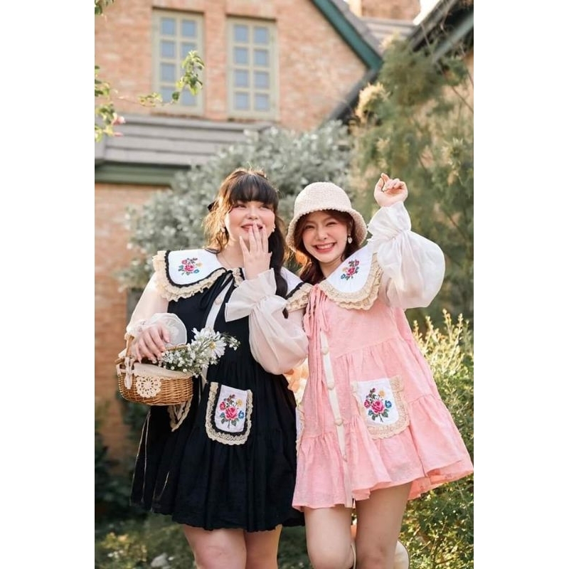 BLT BRAND : MINI DRESS 2 สี Dress Oversize  ชมพู  , ดำ