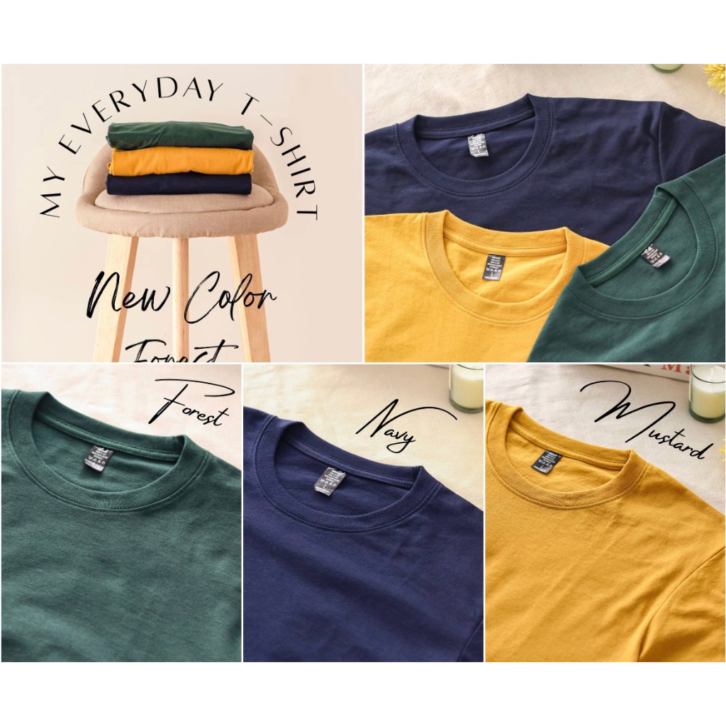 เสื้อยืดแขนสั้น สี Mustard-Navy-Forest  ให้อารมณ์ Cozy สุดๆ ผ้านุ่มใส่สบาย 👑