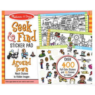 [175ชิ้น] รุ่น 30150 สติกเกอร์ รุ่นรอบเมือง Melissa &amp; Doug Seek &amp; Find Sticker Pad -Around Town 175 Pcs  รีวิวดีใน Amazon USA  หาภาพแล้วแปะ มาพร้อมฉากหลัง 14 ฉาก ท้าทาย