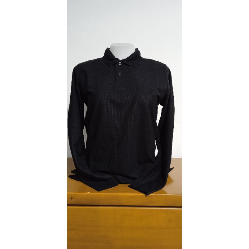 เสื้อโปโลแขนยาว สีดำ ทรงผู้หญิง