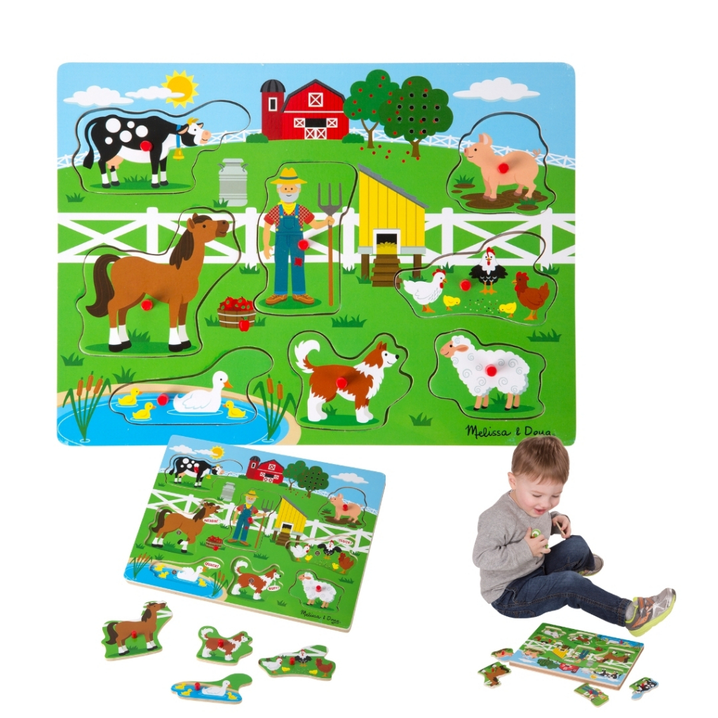 (ของแท้ USA) น่ารัก จิ๊กซอว์เด็ก มีเสียงเพลง Old McDonald Sound Puzzle Farm Melissa & Doug 738